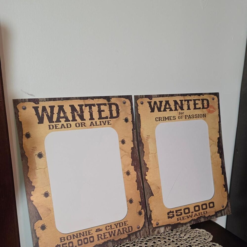 Tyndell Old Time Photo Frames - Lot of 2 Wanted Bonnie Clyde & Crimes of Passion